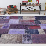 Purple tones vintage patchwork rug 304x215cm
