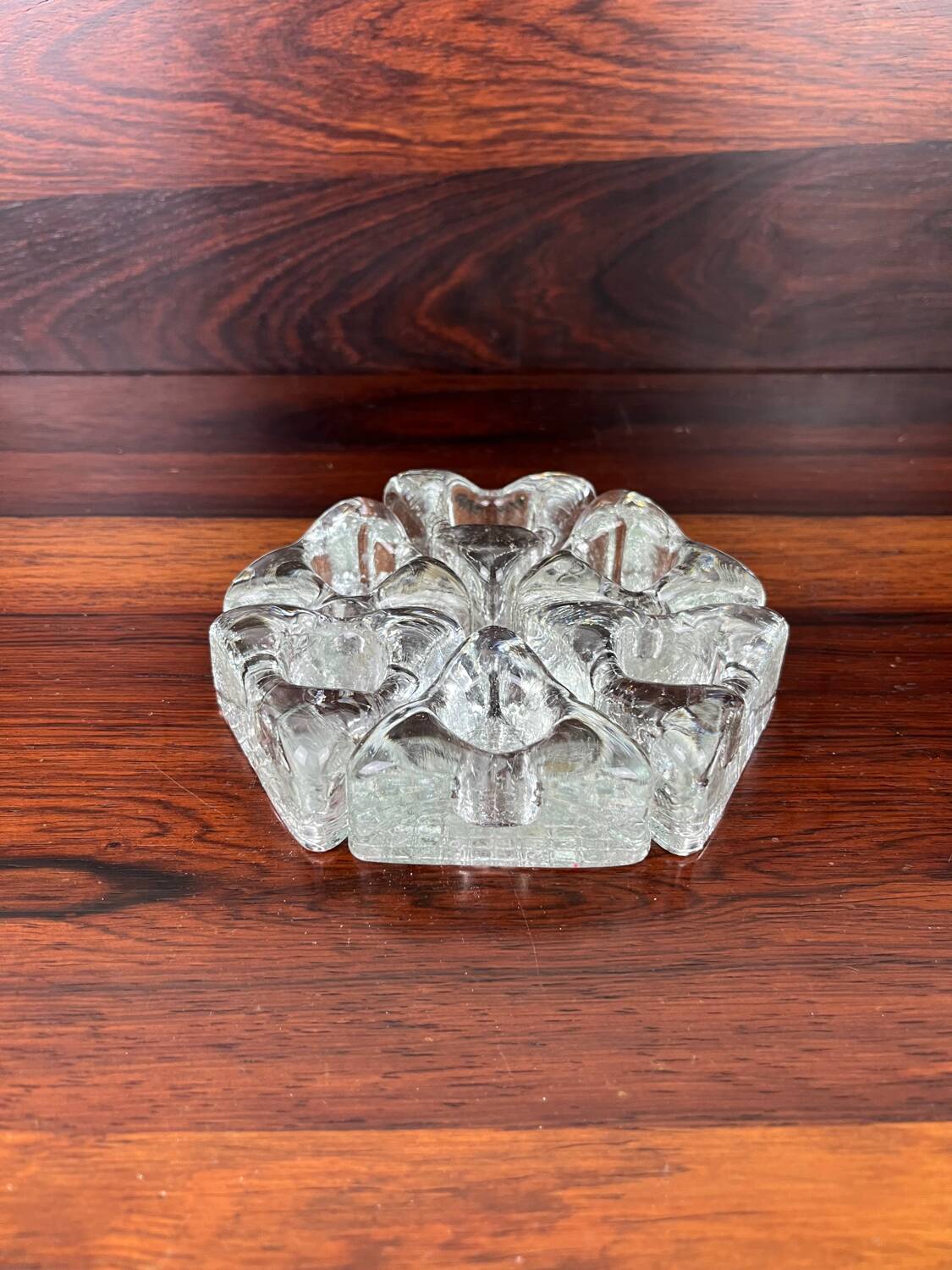 6 ice cube candle holders, molded glass