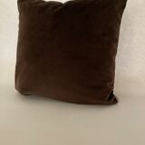 Chocolate brown velvet cushion