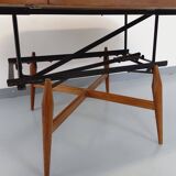 Large round vintage Scandinavian coffee table Smorrebrod by Arne Vodder, extendable into a dining table