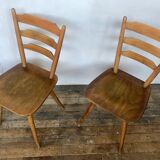 Series of 4 Scandinavian chairs or vintage wooden bistro