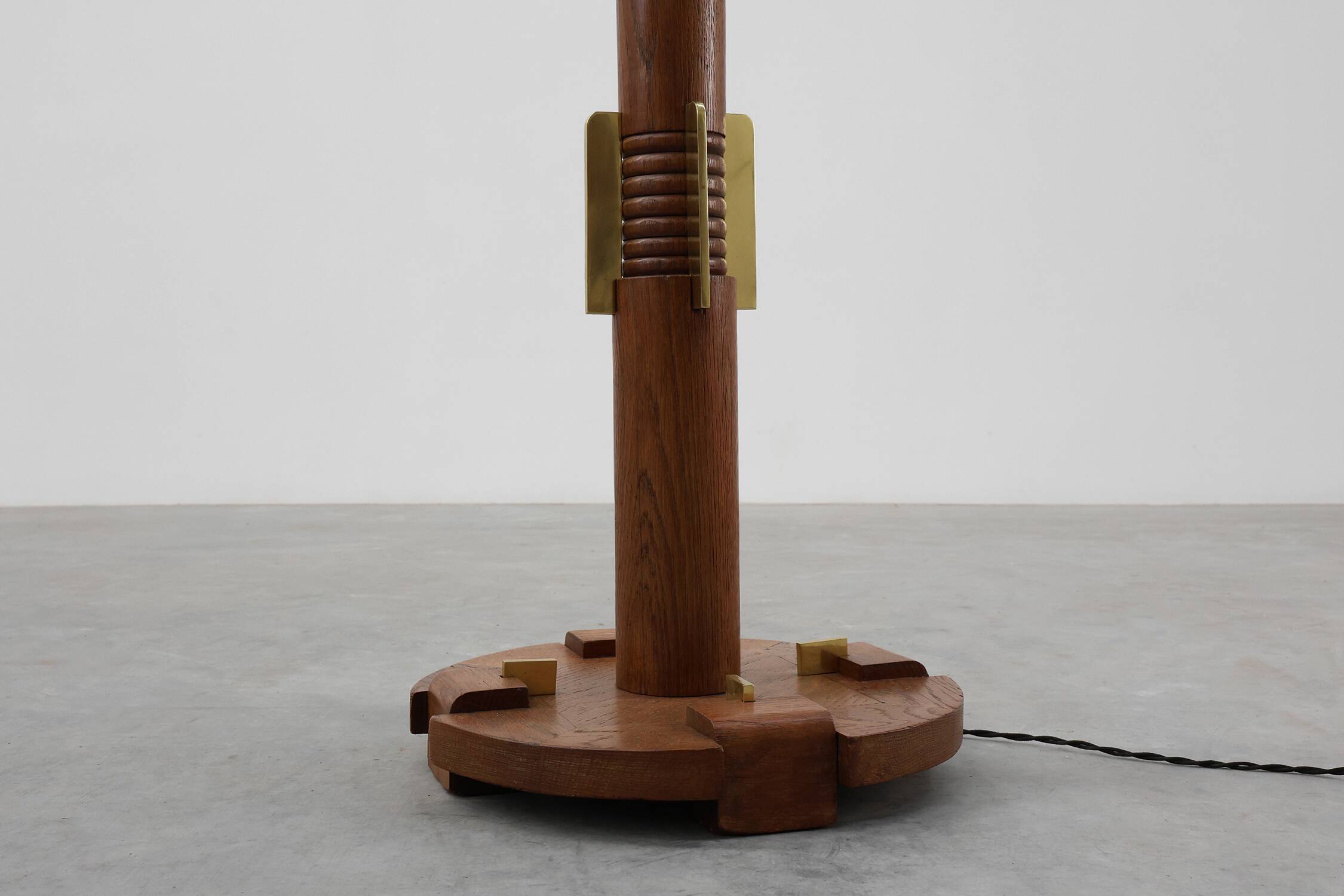 Art Deco Floor Lamp in oak and alabaster, France, ca. 1925