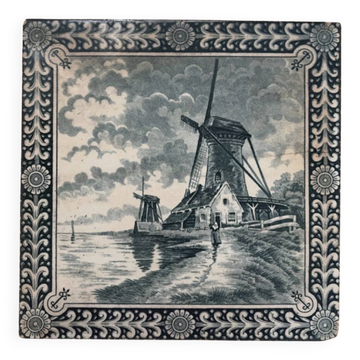 Gien ceramic vintage tile windmill Dutch