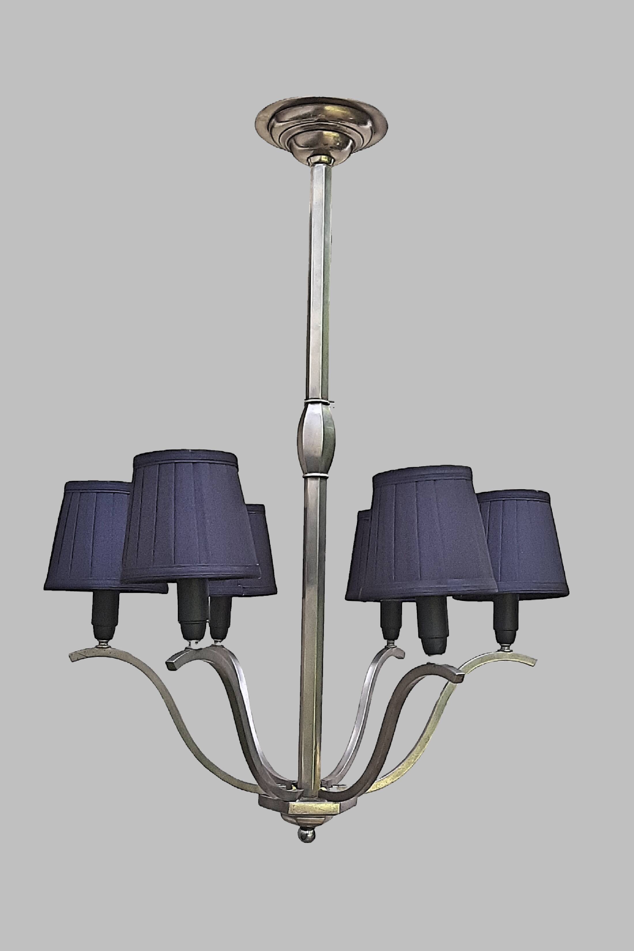 Monture de lustre Art Deco bronze nickelé