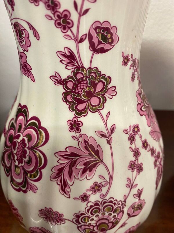 Paire de vases motif chinois rose porcelaine italienne annees 70 signes fg
