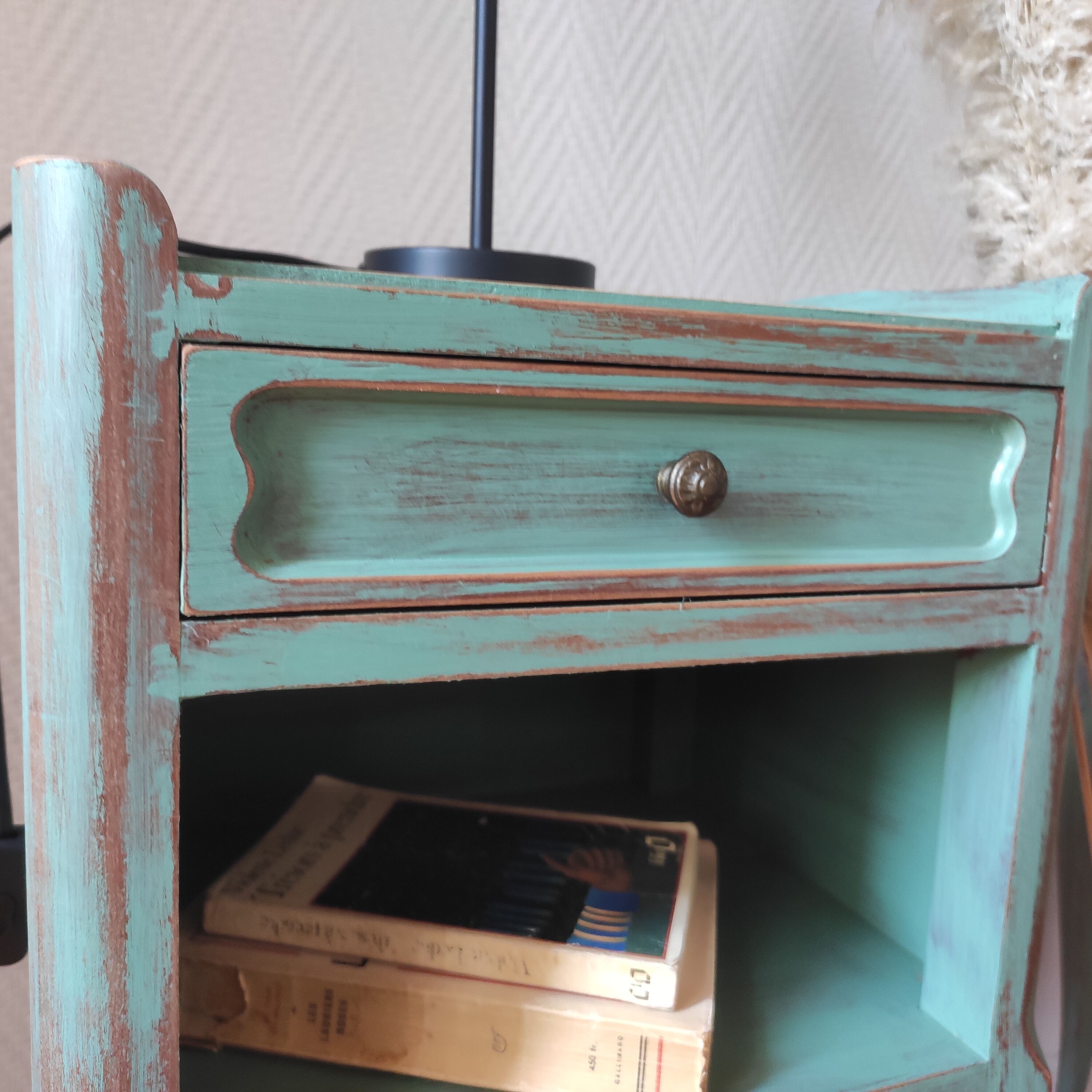 Pair of patinated bedside tables