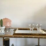 Set of 5 crystal wine glasses engraved 60s