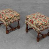 Early 20th Century Wood & Fabric footstool, France