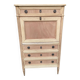 Secretary Louis XVI in stripped solid pine with a drop-down front and red leather, 1950.