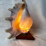 Vintage shell and teak lamp