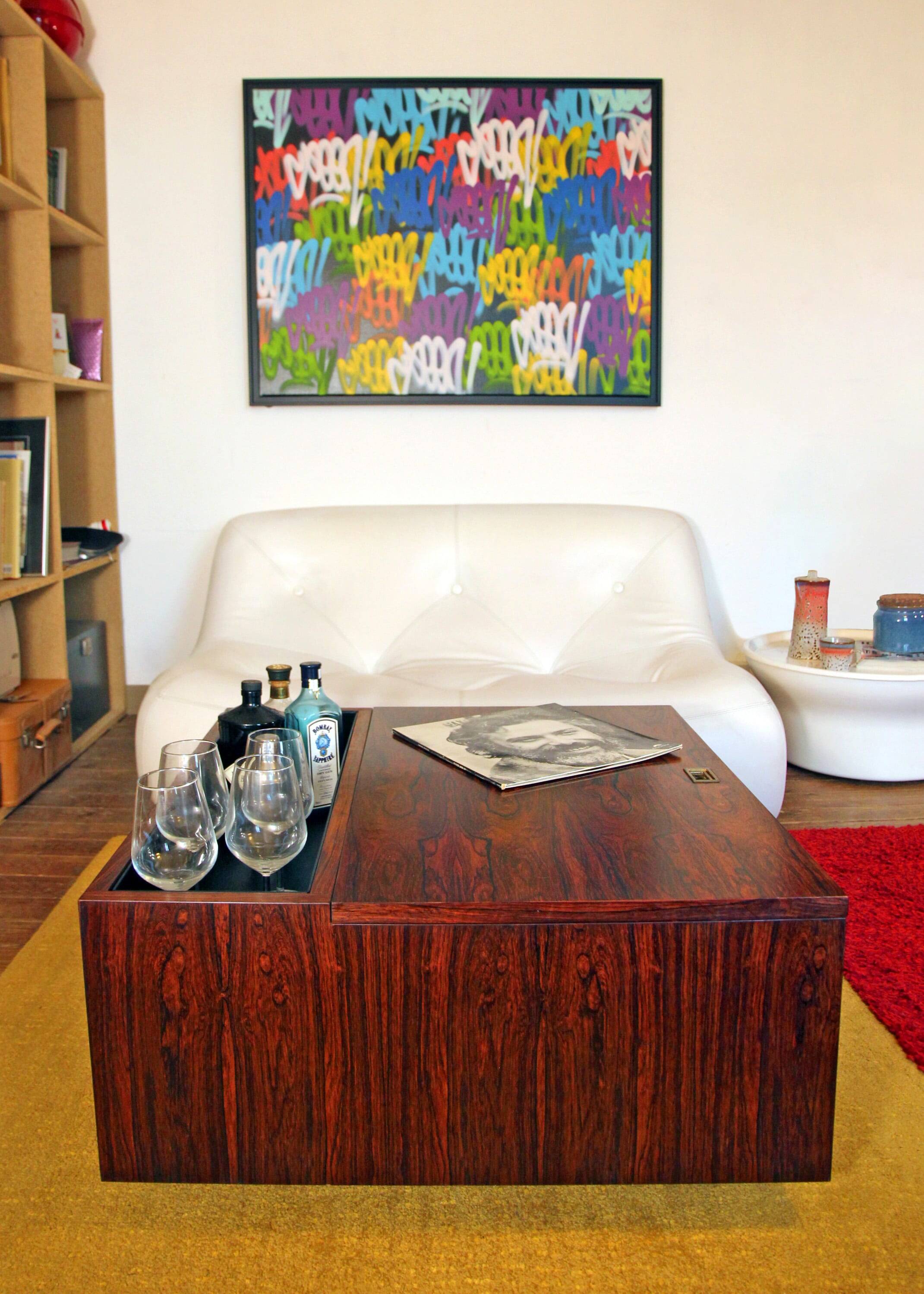 Vintage Scandinavian rosewood bar/planter coffee table