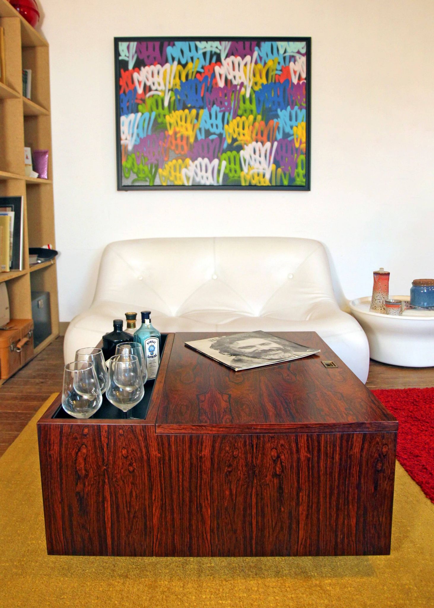 Vintage Scandinavian rosewood bar/planter coffee table