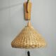 Czechoslovak Rattan and Wood Swing Arm Wall Lamp, 1960s