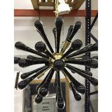 Italian Glass Sputnik Gold With Black Drops Chandelier