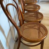 4 chaises bistrot Fischel en bois courbé et cannage