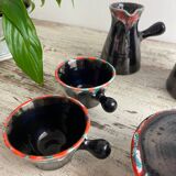 Vallauris ceramic pitcher, sugar bowl and cup set