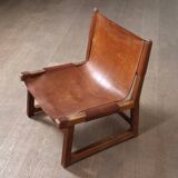Pair of Riaza chairs in cognac leather by Paco Muñoz for Darro Gallery, Spain