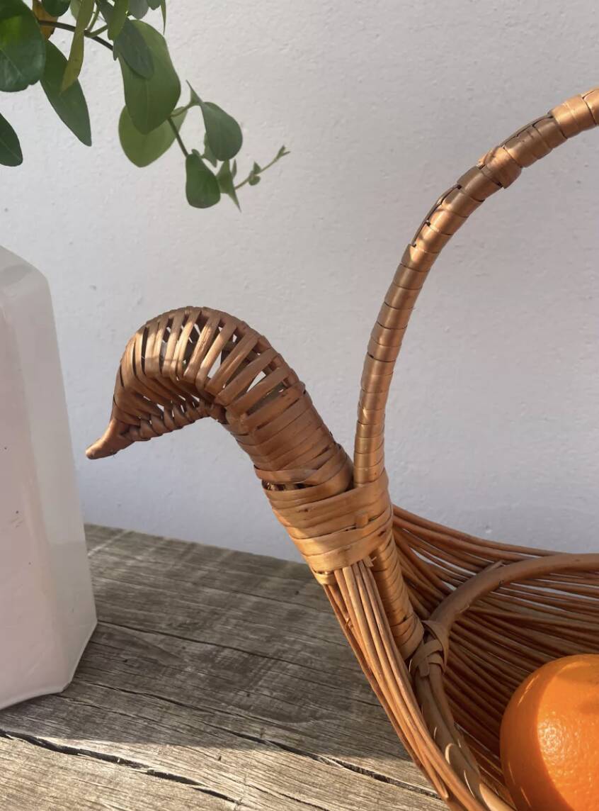 Rattan / woven wicker bird basket