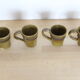 4-cup green and black ceramic set