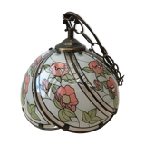 Glass pendant lamp, floral pattern