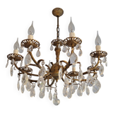 Lustre ancien 8 branches à pampilles en cristal