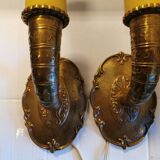 A set of wall lamps in solid brass