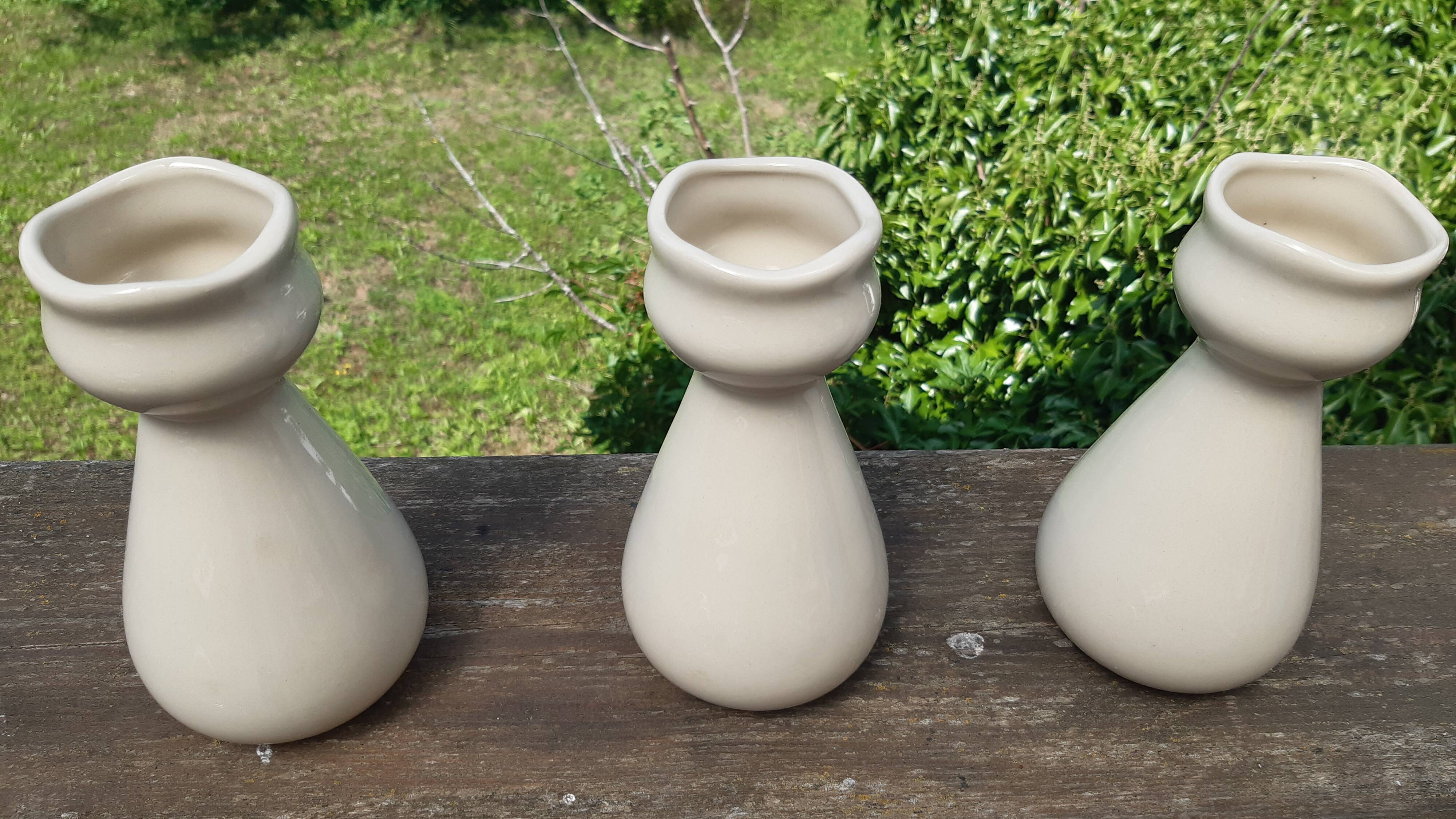 Set of 3 earthenware vases from Villenauxe
