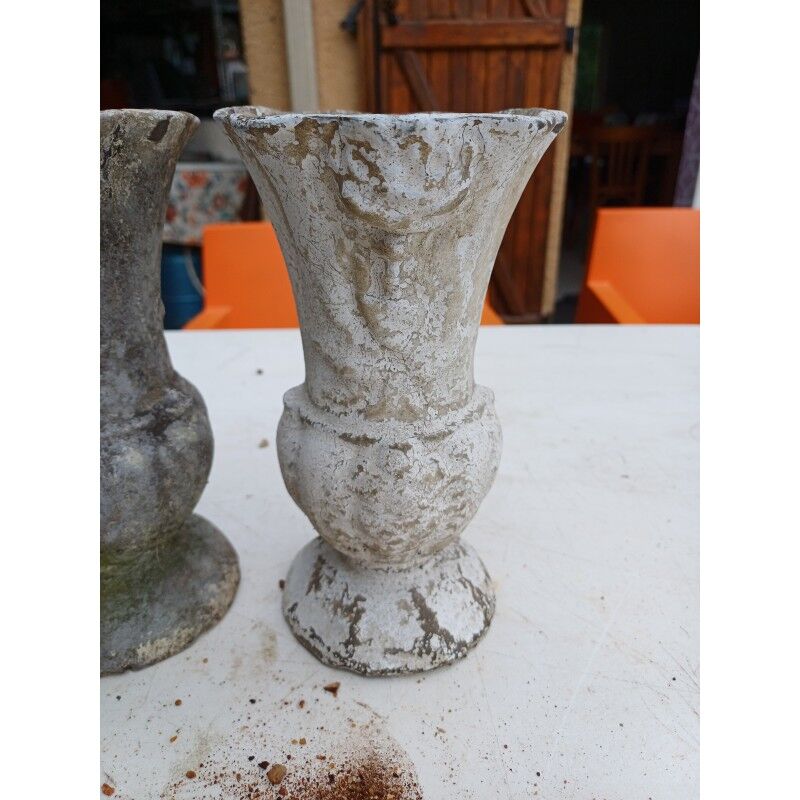 Pair of cast iron vases from 1900 from Charleville-Mézières