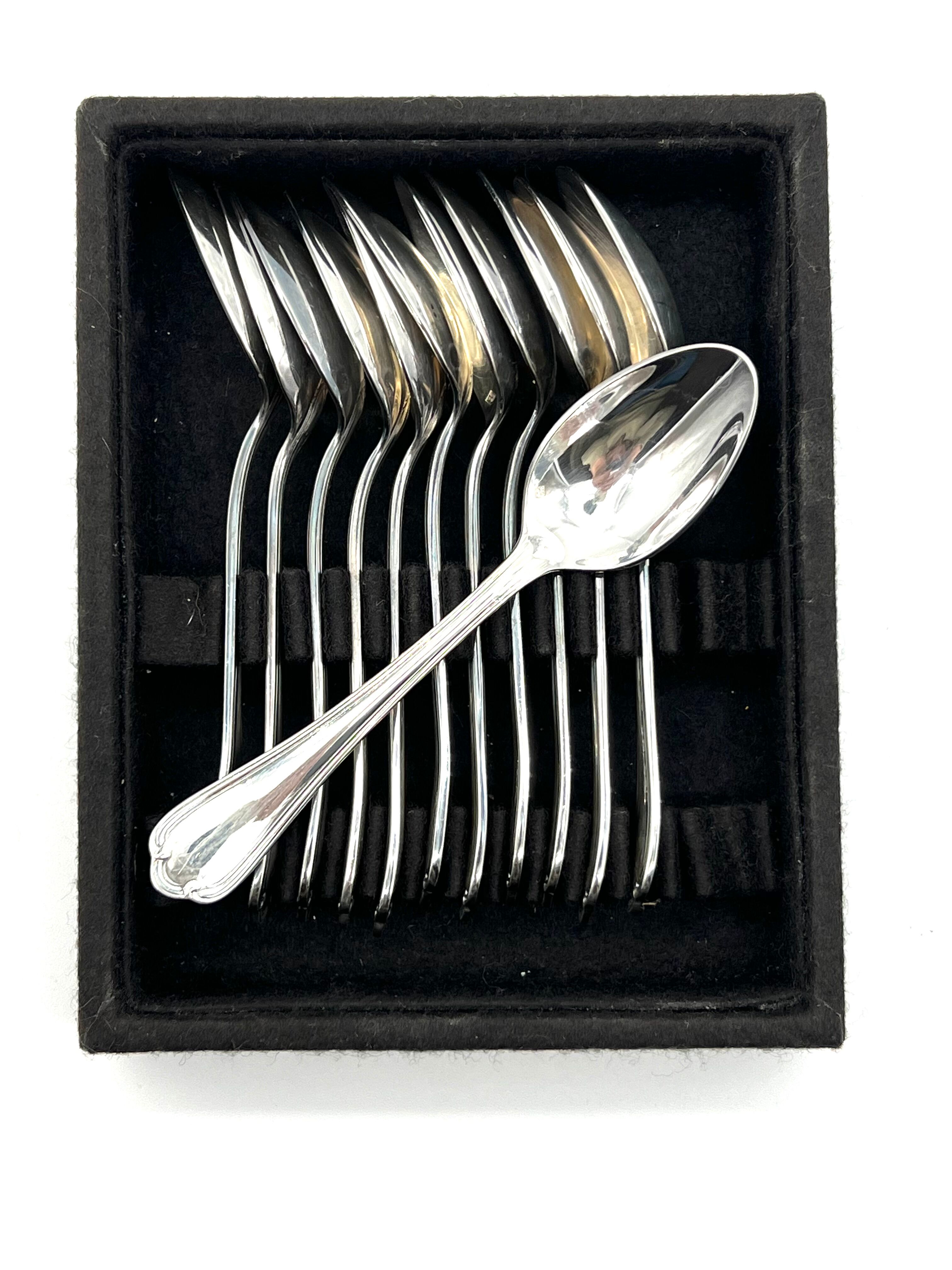 12 spoons dessert model sully silver metal in a case