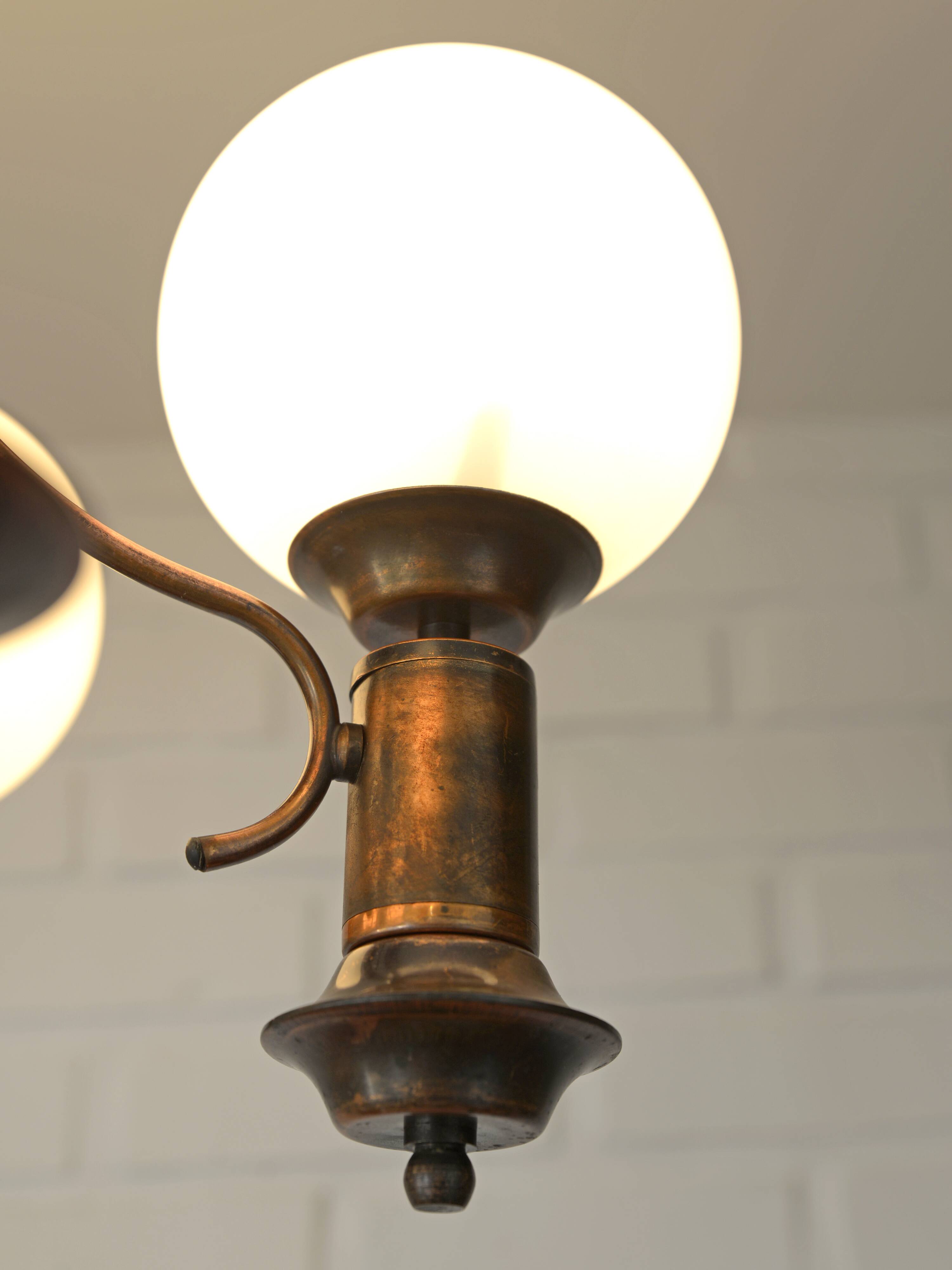 Vintage Copper Pendant Lamp / Hanging Light / Colonial Chandelier 1970's