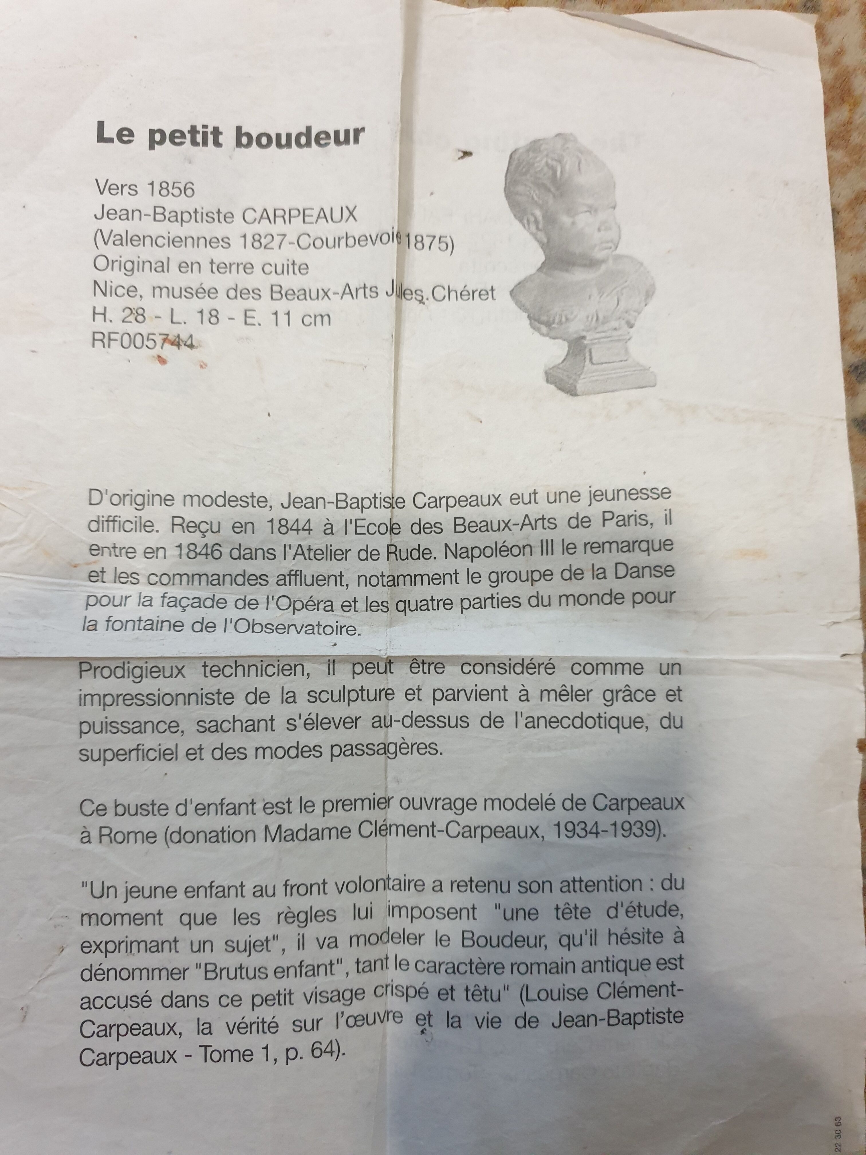 Replica of the little sulk