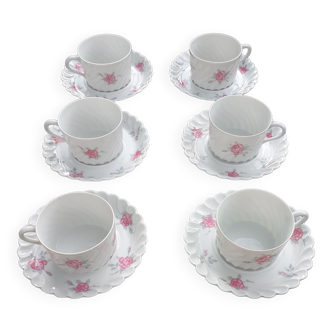 6 haviland coffee cups and under cups