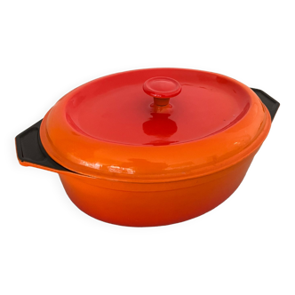 Orange cast iron casserole