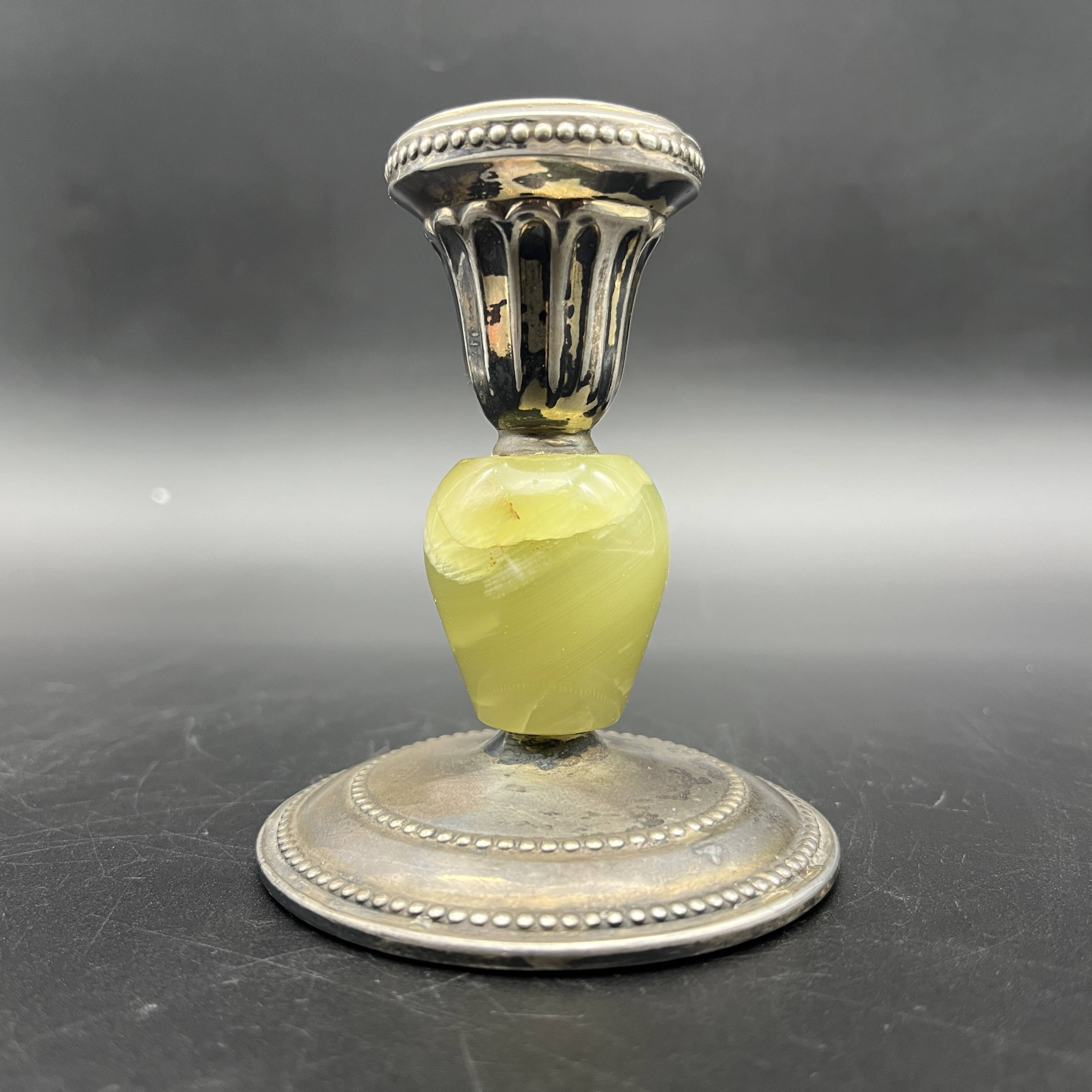 Candlestick in Sterling Silver 835 and onyx Kurz Gottlieb Germany 1920 1930