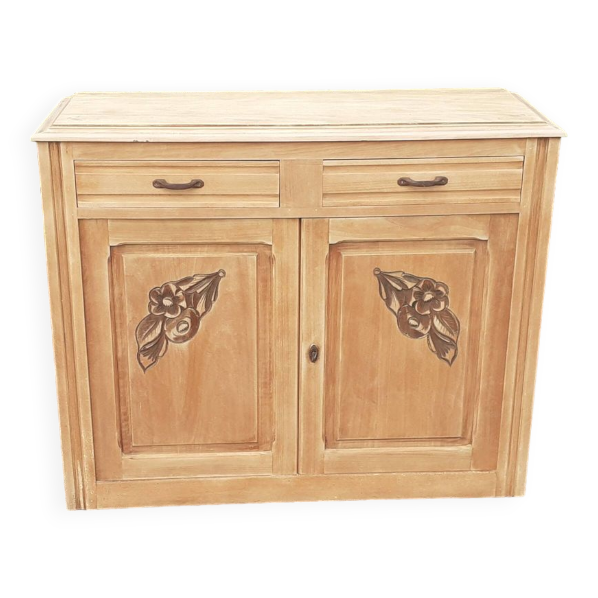 Parisian art deco sideboard 2 doors 2 drawers beech raw wood