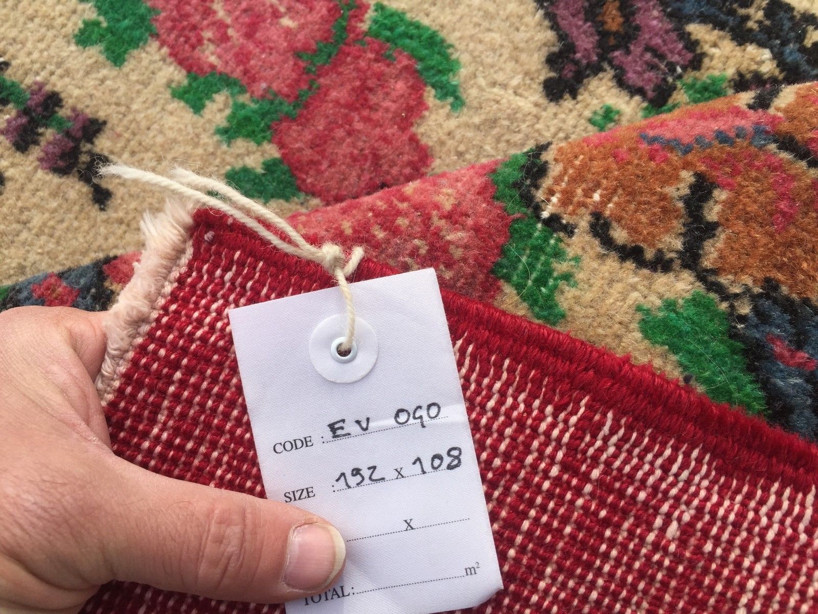 Old tribal handmade distressed persian wool rug country house chic turkish 192x108cm