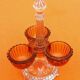 1930s Condiment Dispenser Clear and Amber Molded Glass