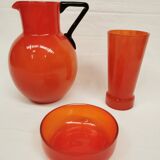 Schneider Orangeade / Lemonade Service, Le Verre Français. 2 Pitchers and 6 Glasses