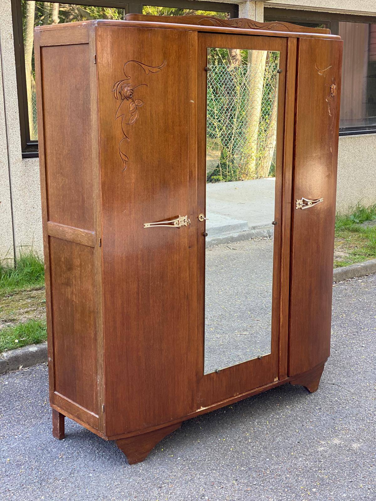 Art Deco wardrobe with mirrored door 145cm