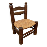 Dudouyt style straw-seated fireplace chair