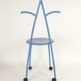 Postmodern memphis style blue enamel pointed chair