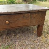 Rustic solid oak coffee table farmhouse initials J C