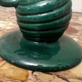 Saint-Clément green ceramic candlestick, 1950s