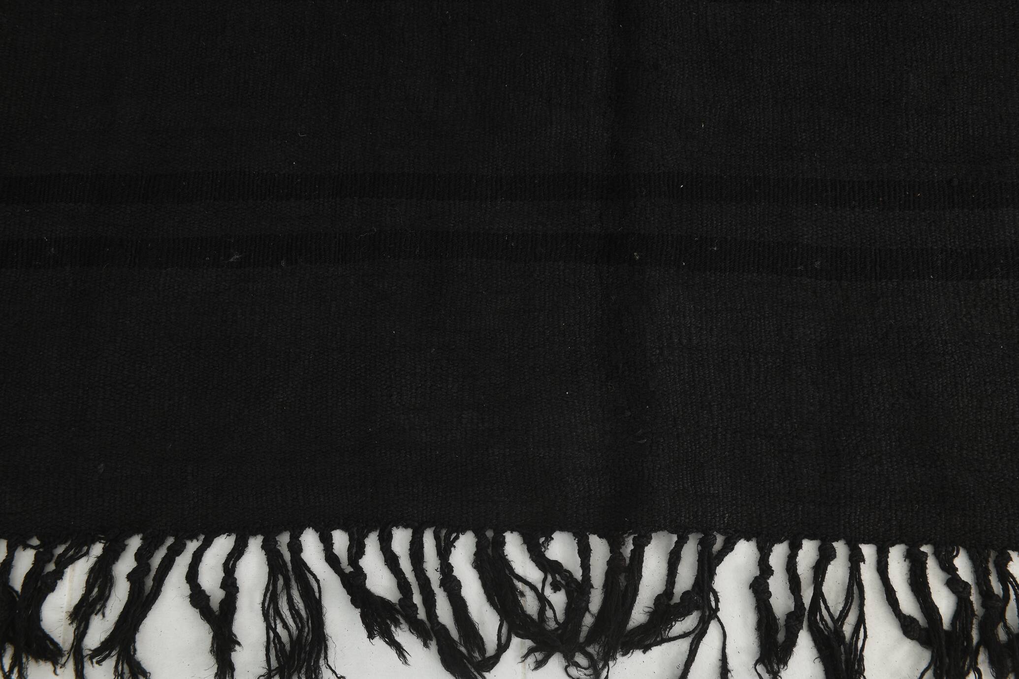 Striped Pattern Black Vintage Rug, 204x296 Cm