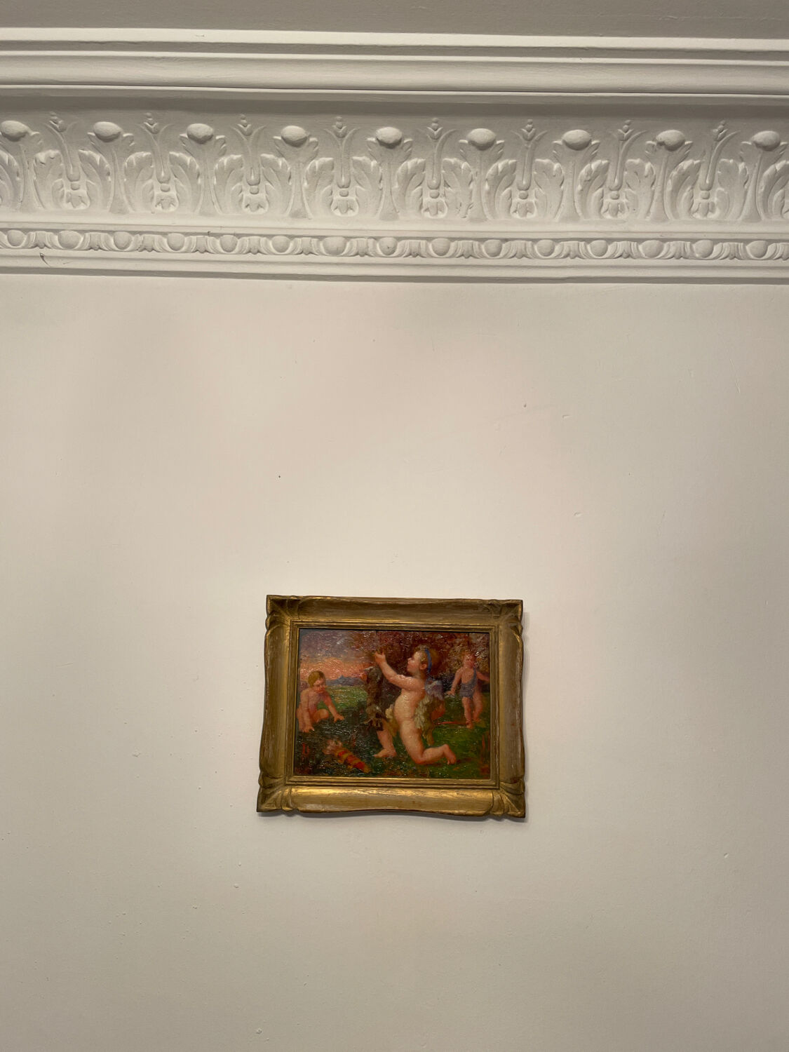 Old painting nineteenth oil on panel "Putti"