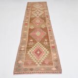 Brown Pink Classic Persian Runner Rug, 83x308Cm