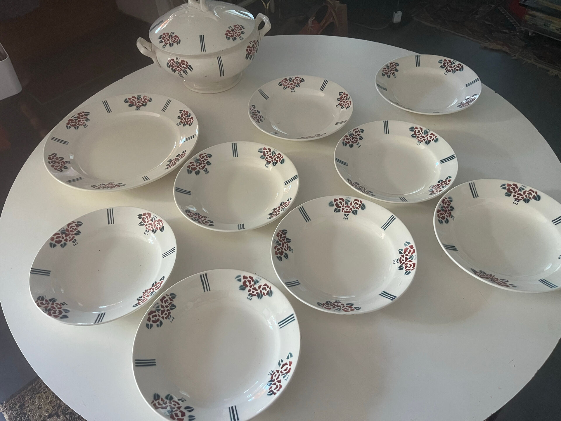 Antique faience service Meaux Longchamp