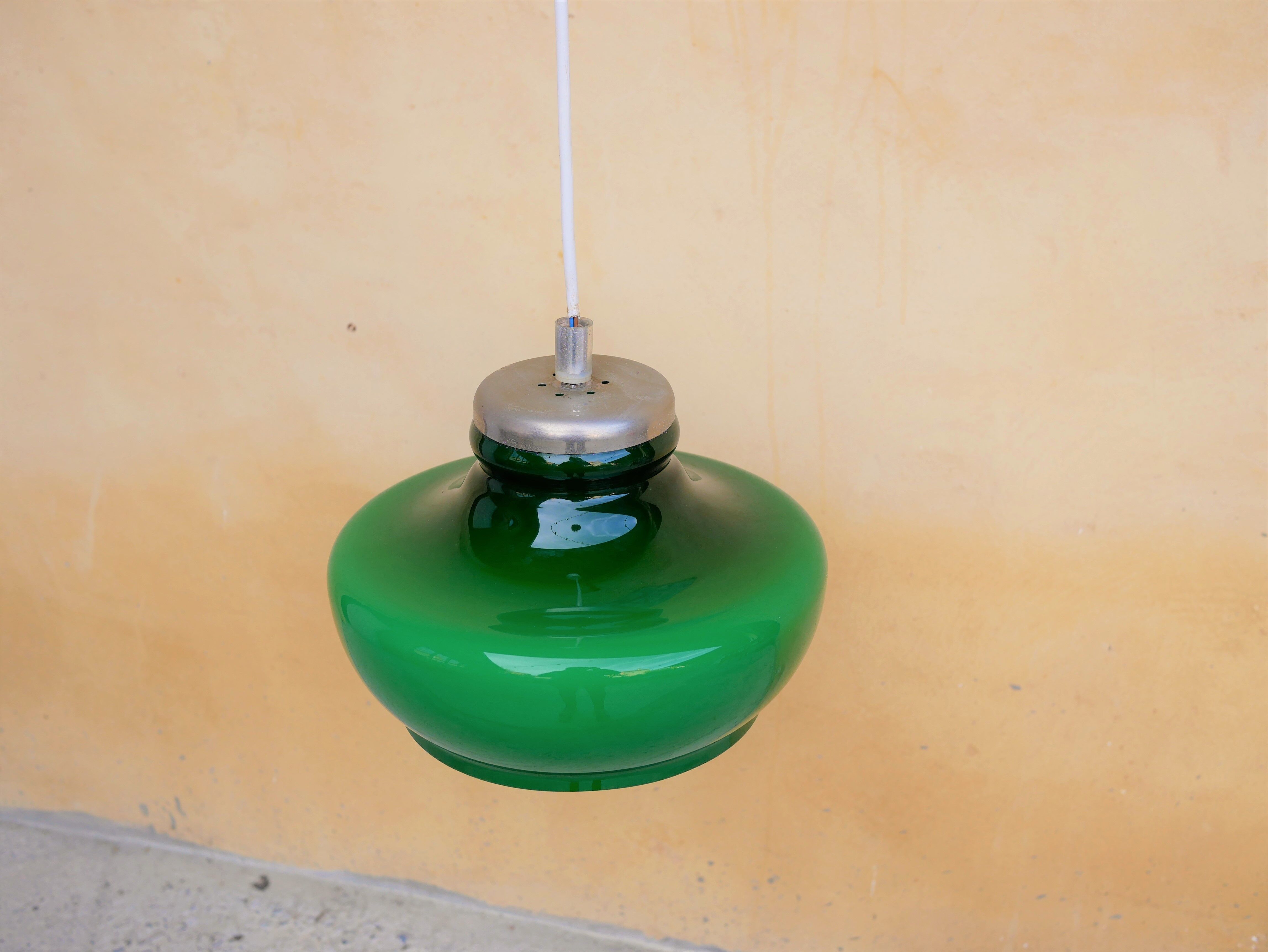 Vintage green glass suspension