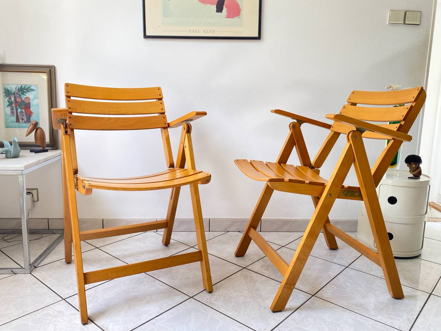Pair of Clairitex France vintage garden armchairs from the 70s, solid wood