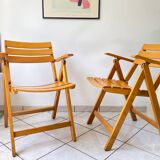 Pair of Clairitex France vintage garden armchairs from the 70s, solid wood